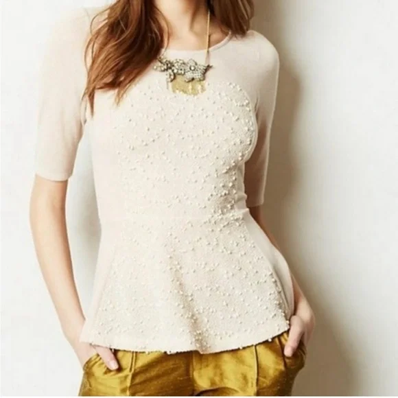 Anthropologie Deletta Boucle Shimmer Sequins Sweater in black. Size: Medium - Picture 7 of 8